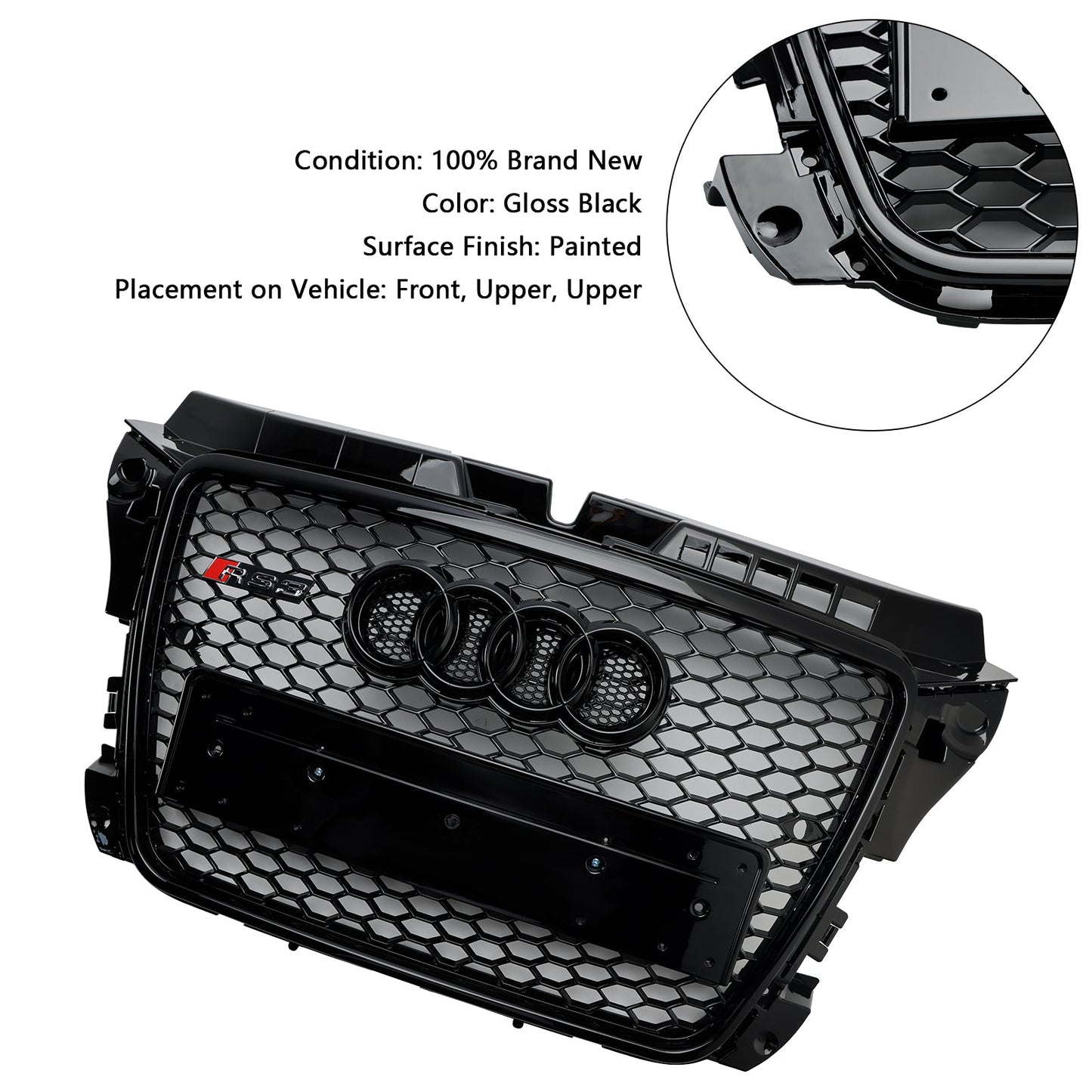 2008-2013 Audi A3 8P RS3 Style Honeycomb Front Bumper Grille Grill