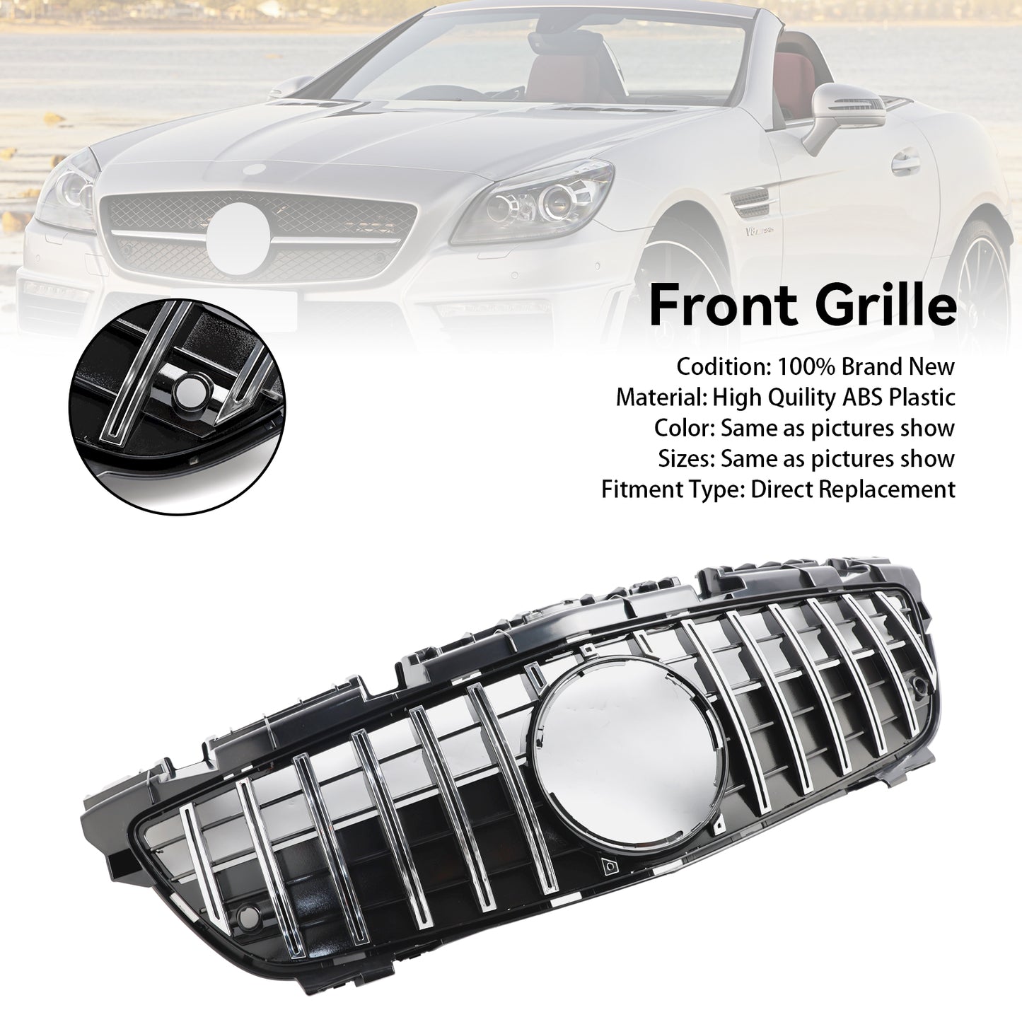 2011-2016 Mercedes SLK-Class R172 SLK55 Chrome Front Radiator Grill Grille