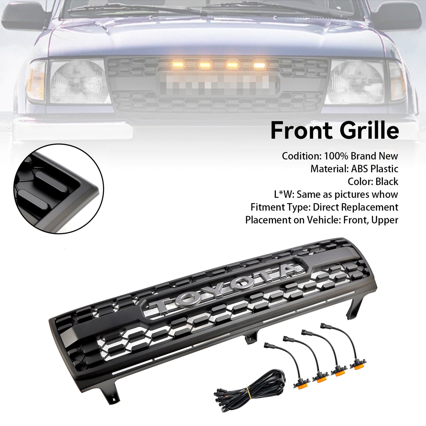 1997-2000 Toyota Tacoma TRD PRO Honeycomb Front Bumper Grill Grille