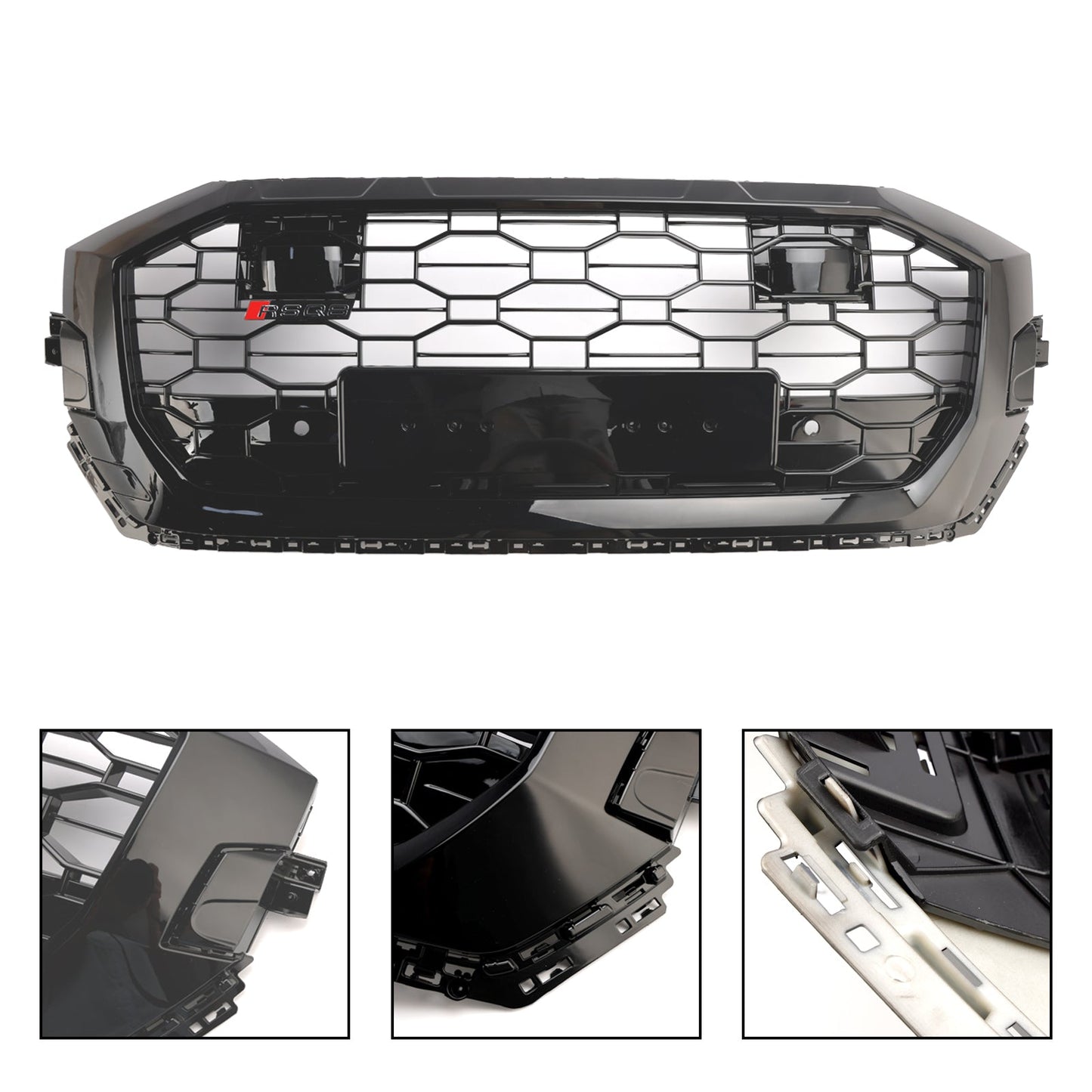 2019-2023 Audi Q8/SQ8 RSQ8 Style Gloss Black Front Honeycomb Mesh Grille