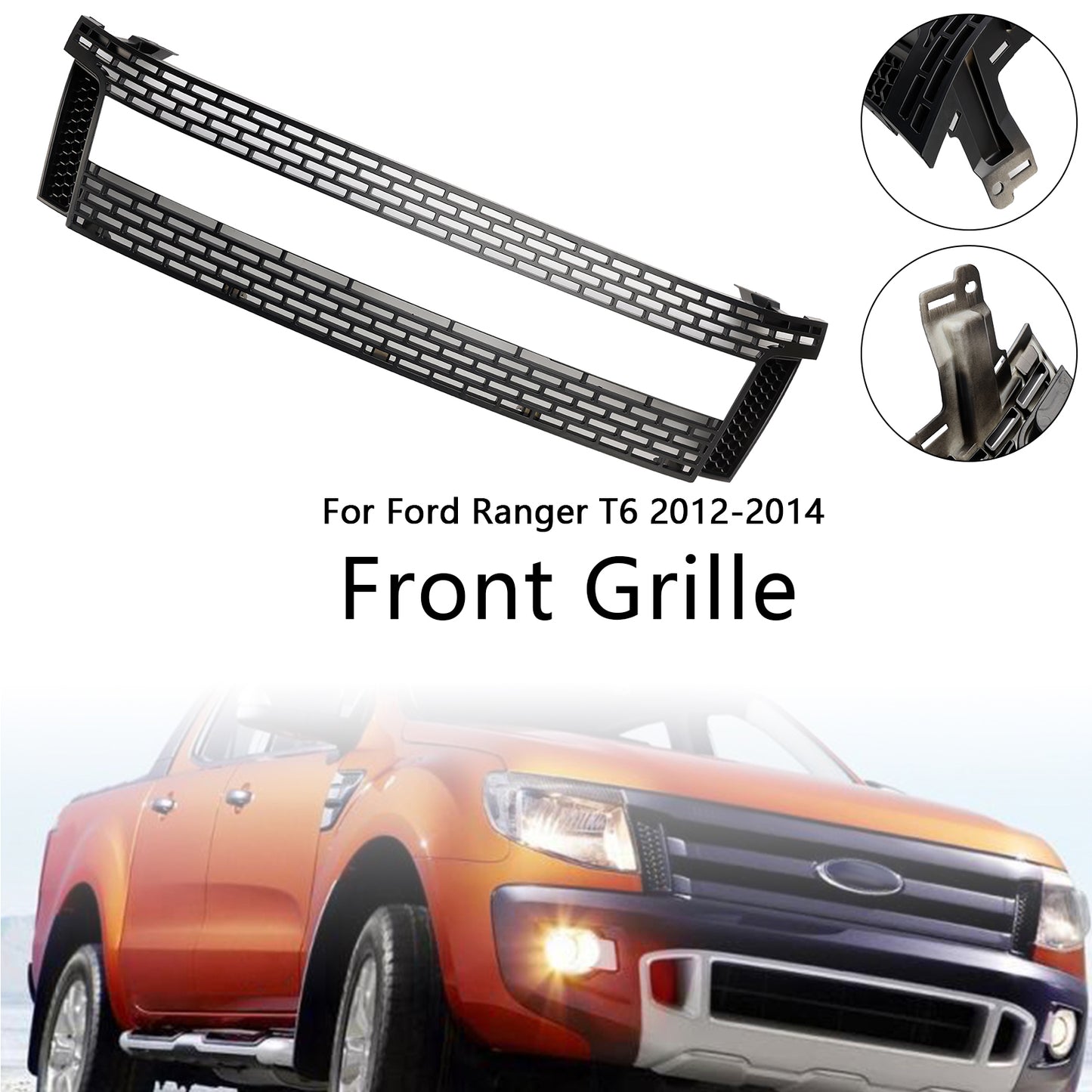 2012-2014 Ford Ranger T6 PX1 Matt Black Front Bumper Grill Grille