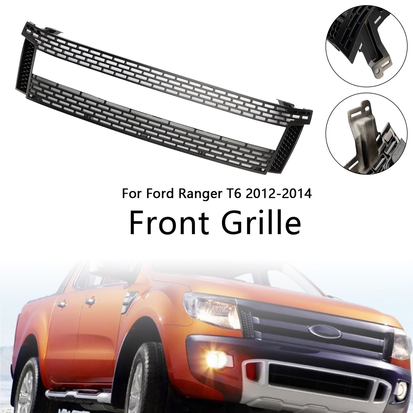 2012-2014 Ford Ranger T6 PX1 Matt Black Front Bumper Grill Grille