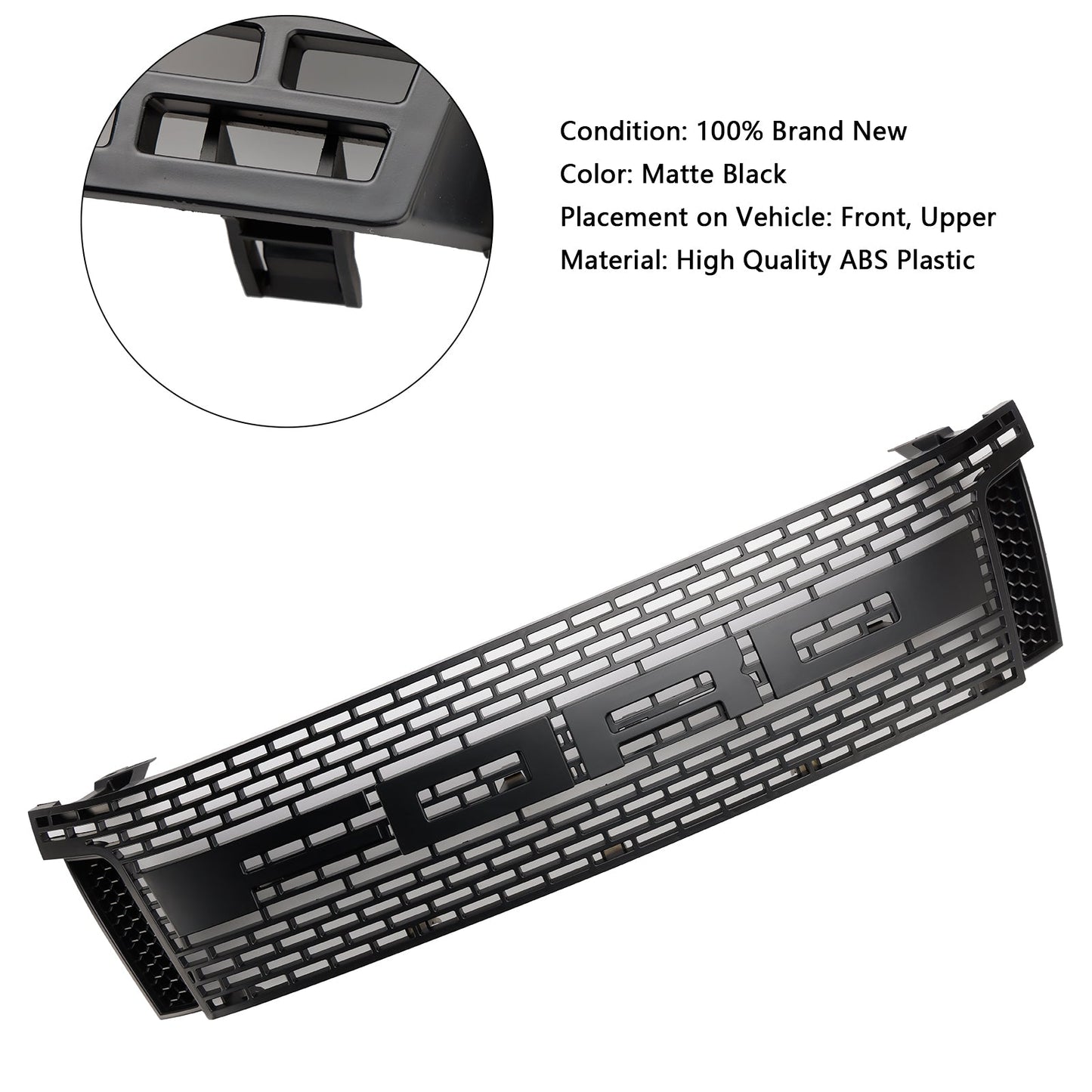 2012-2014 Ford Ranger T6 PX1 Matt Black Front Bumper Grill Grille