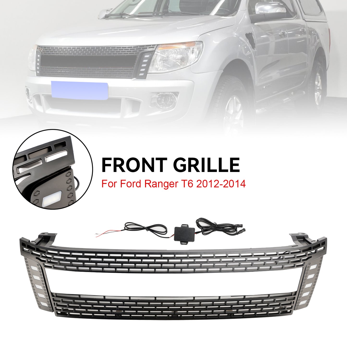 2012-2014 Ford Ranger T6 PX1 Matt Black Front Bumper Grill Grille