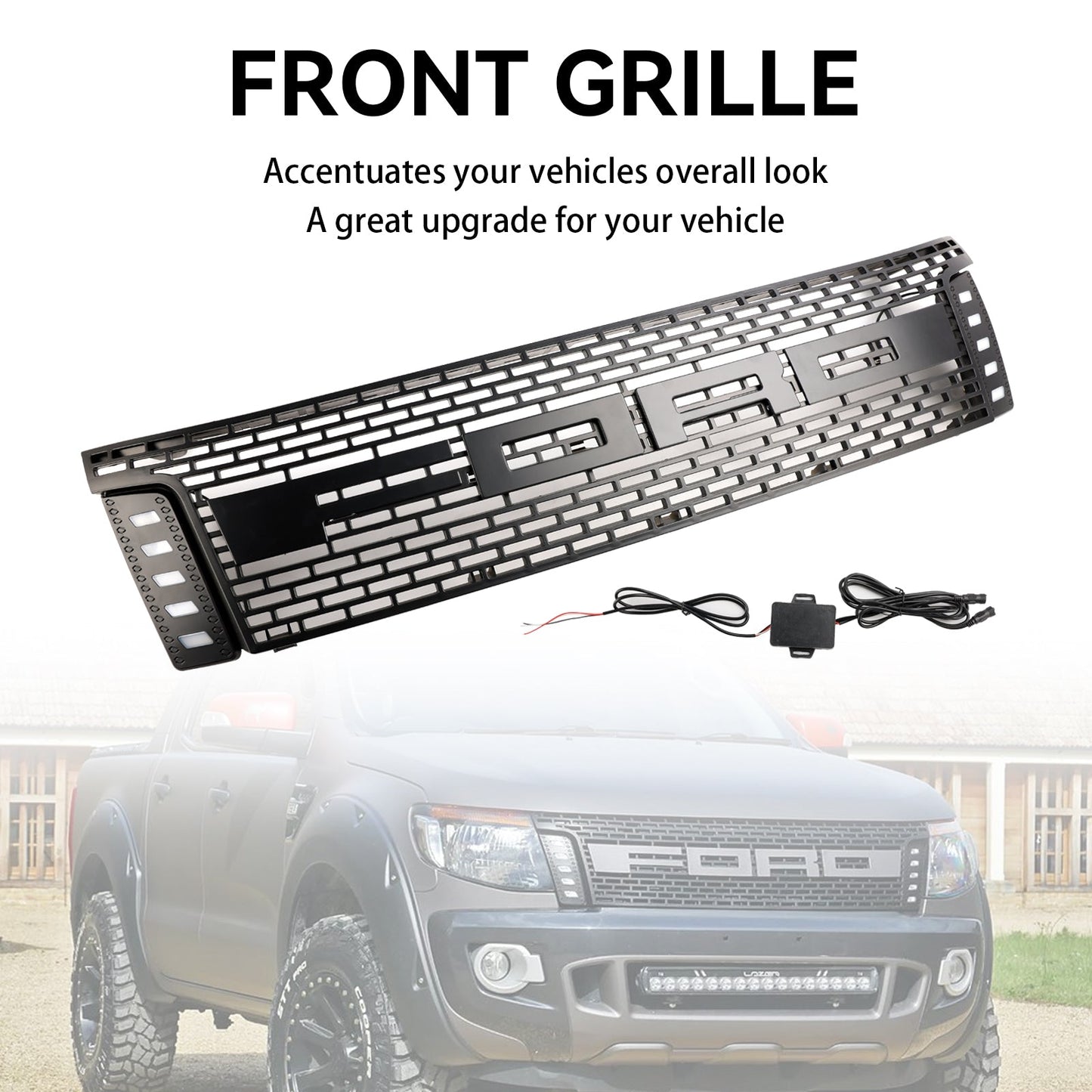 2012-2014 Ford Ranger T6 PX1 Matt Black Front Bumper Grill Grille