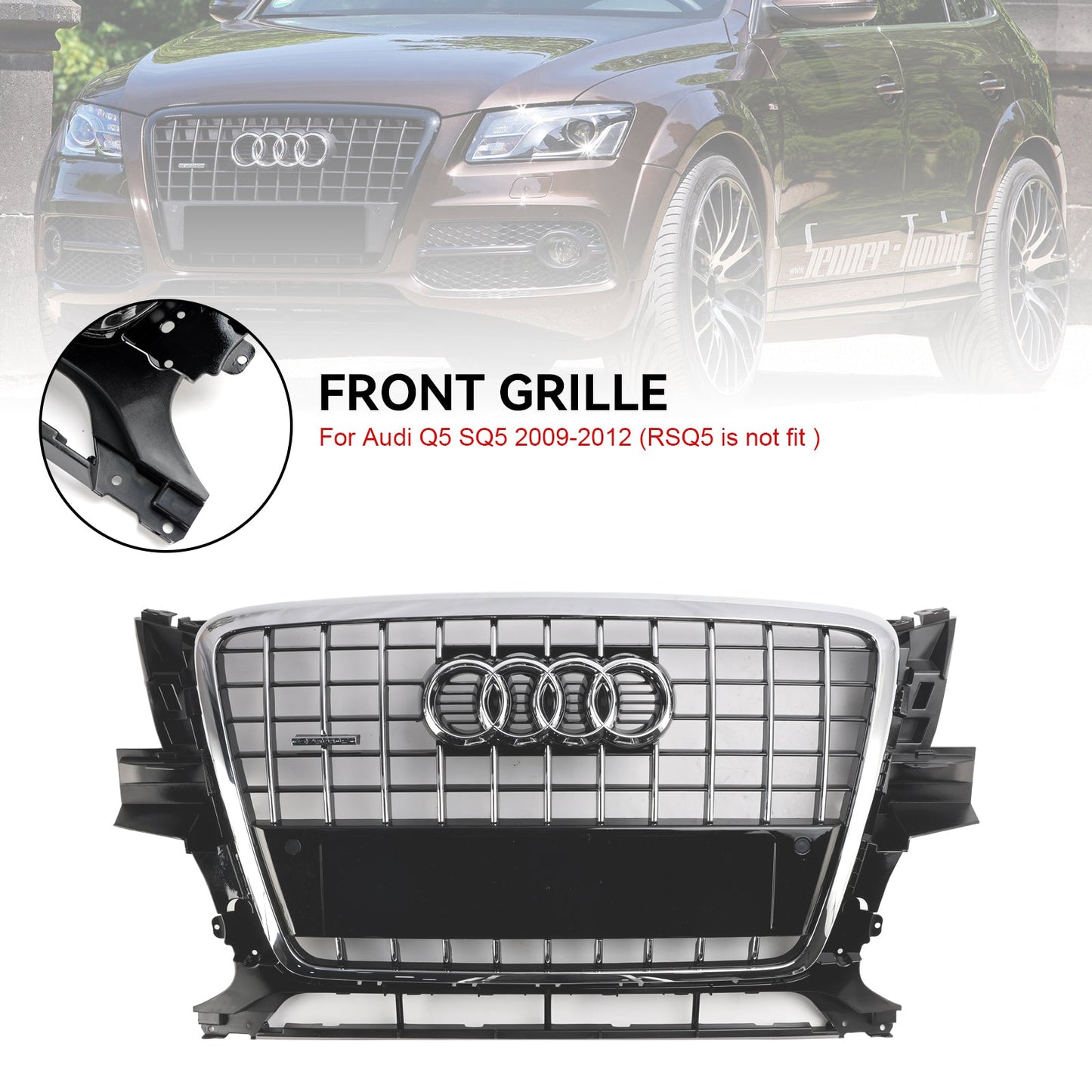 2009-2012 Audi Q5 SQ5 Front Bumper Grill Grille 8R0853651PT94 Chrome