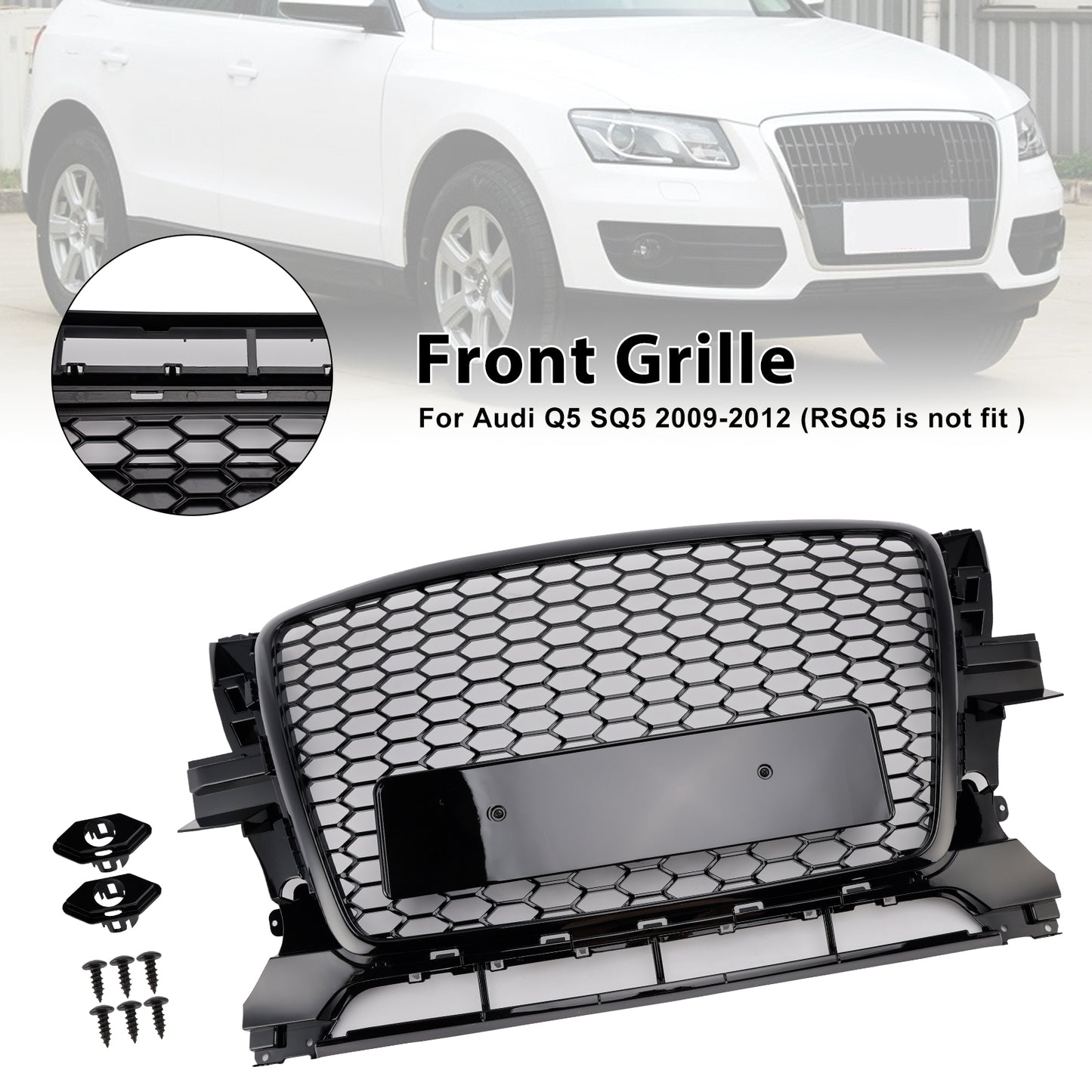 Gloss Black Front Bumper Grill Grille 8R0853651B Fit Audi Q5 2009-2012