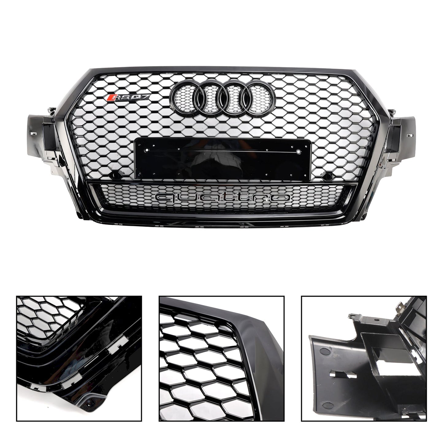 2016-2019 Audi Q7 SQ7 Gloss Black Front Bumper Radiator Vent Mesh Grille Grill