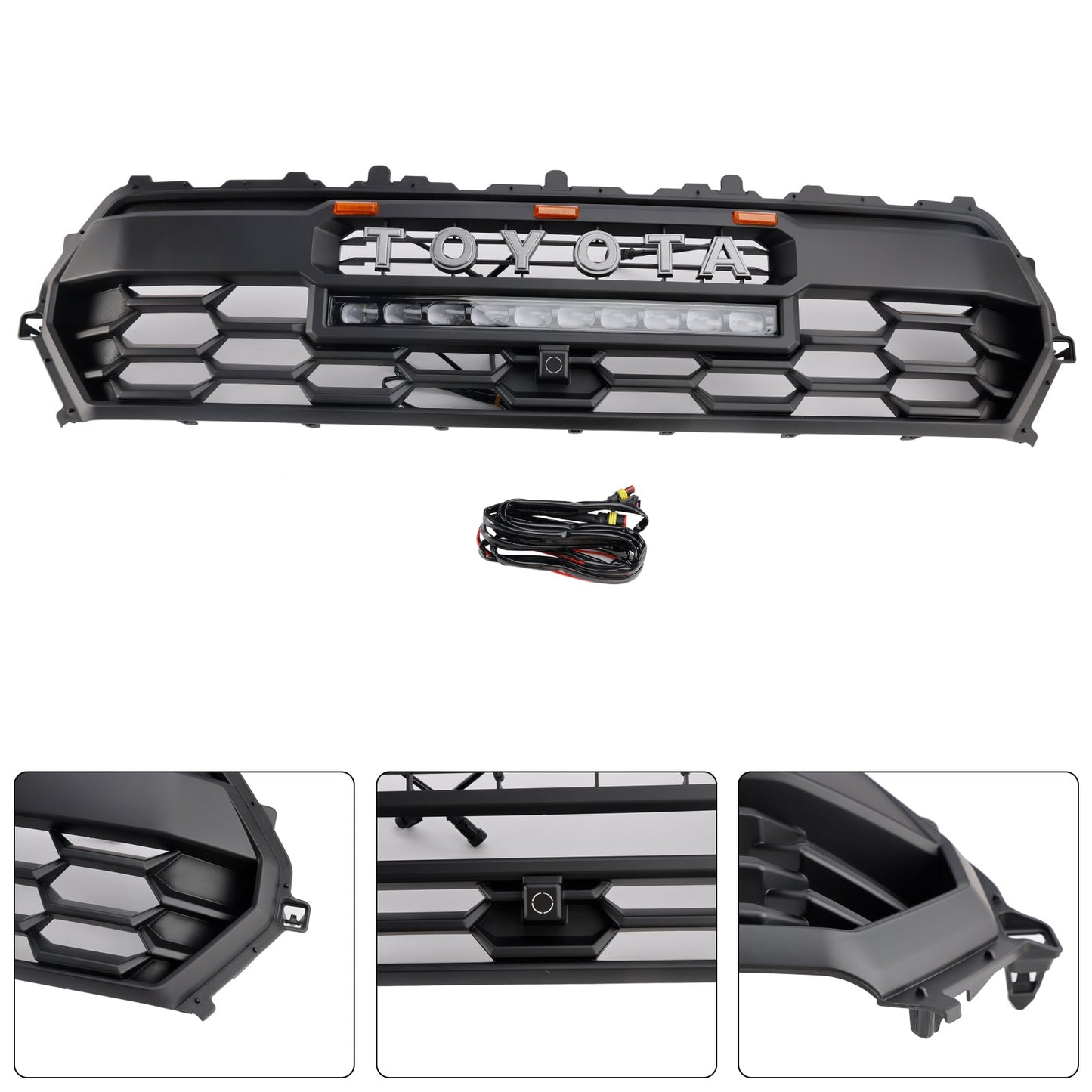 2024+ Toyota Tacoma Black Front Bumper Grill Grille With Led & Light Bar