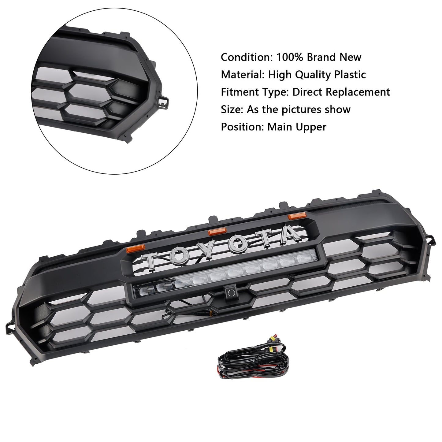 2024+ Toyota Tacoma Black Front Bumper Grill Grille With Led & Light Bar