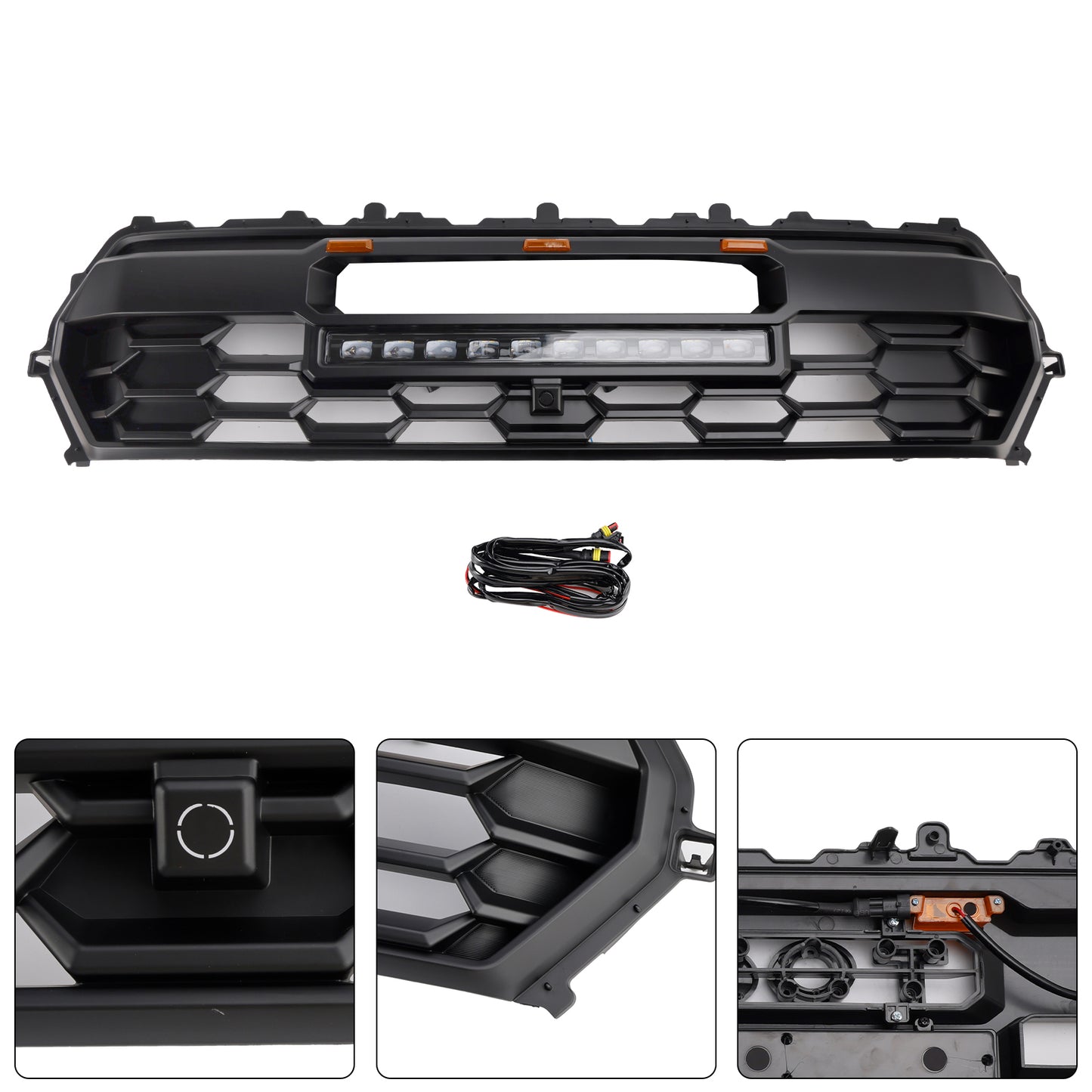2024+ Toyota Tacoma Black Front Bumper Grille Grill With Led & Light Bar
