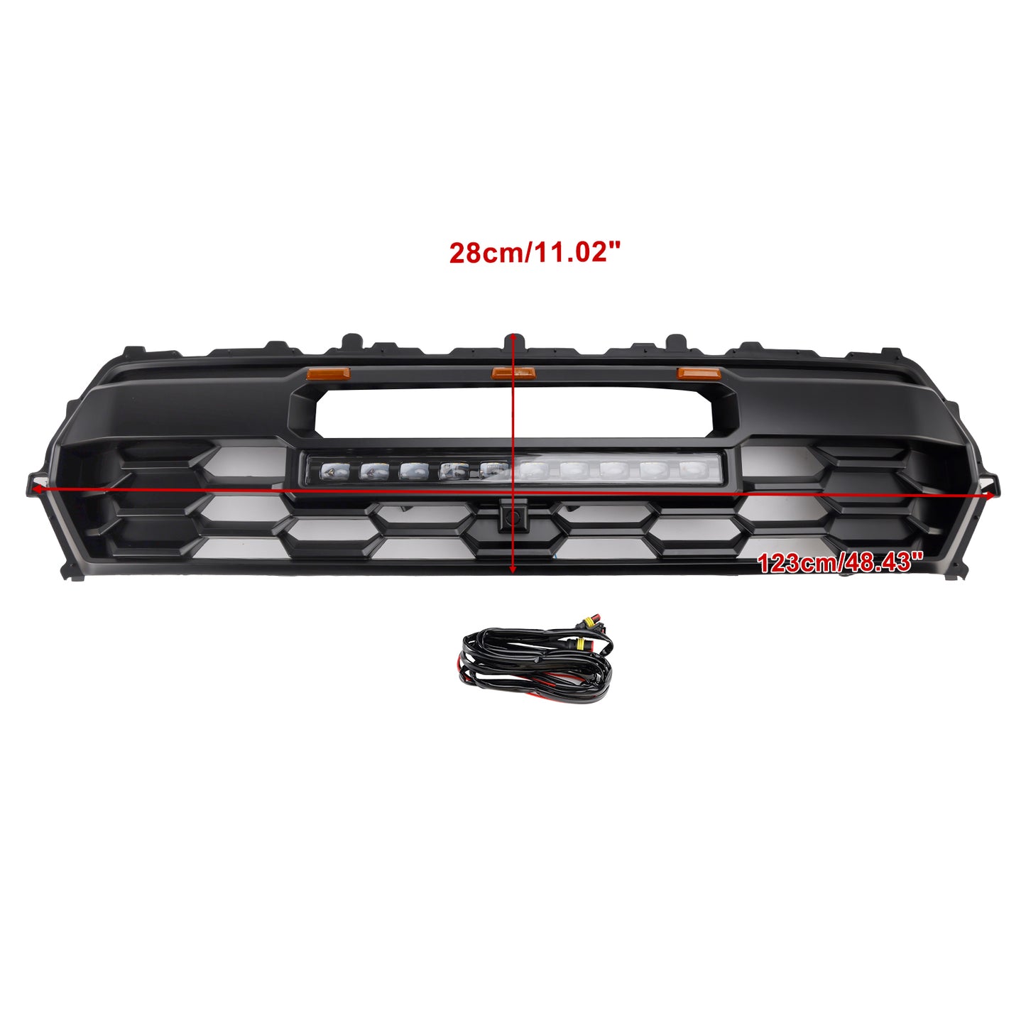 2024+ Toyota Tacoma Black Front Bumper Grill Grille With Led & Light Bar