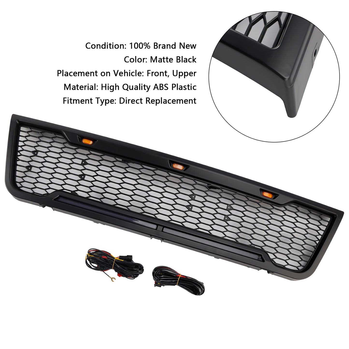 2003-2007 Ford E150 E250 E350 With Led Black Front Bumper Grill Grille