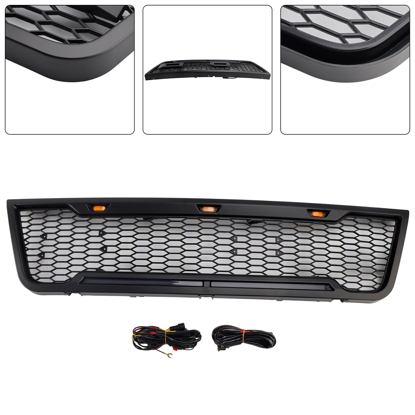 2003-2007 Ford E150 E250 E350 With Led Black Front Bumper Grill Grille