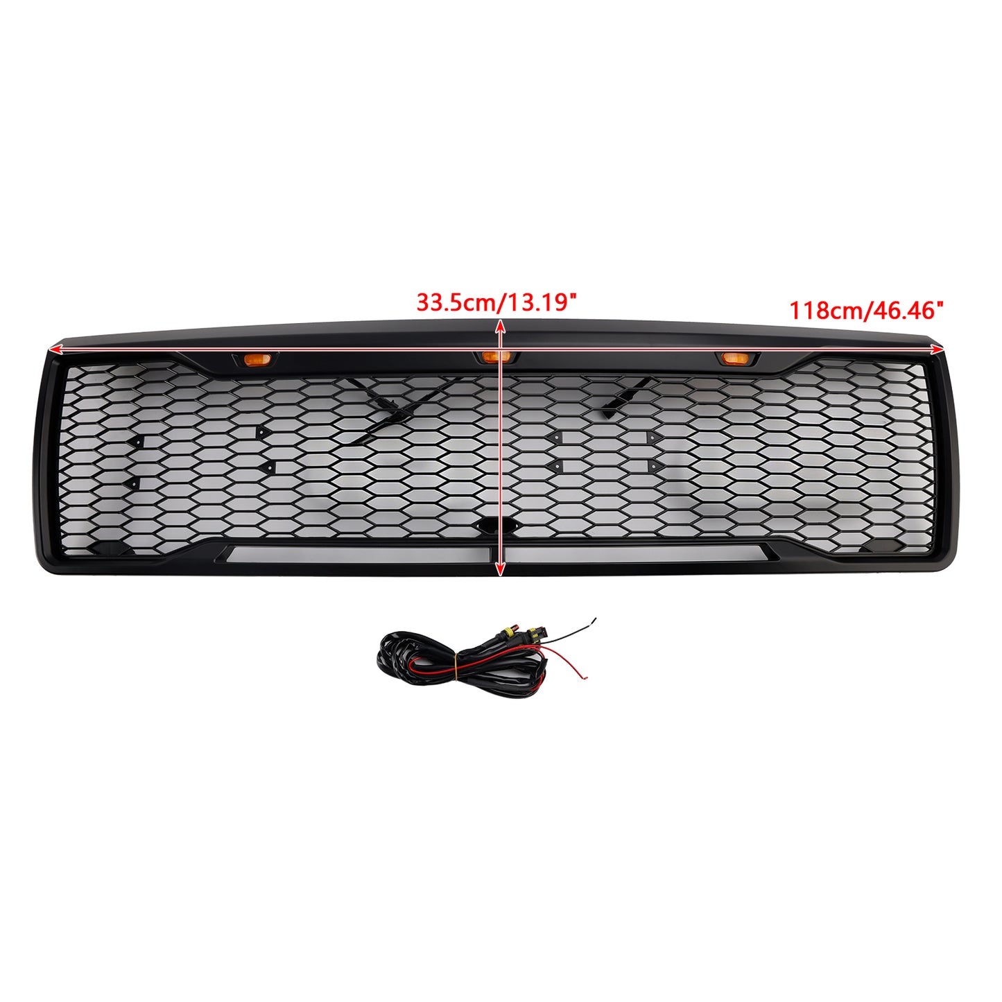 1992-1996 Ford F150 W/ Led Matte Black Front Honeycomb Bumper Grille Grill