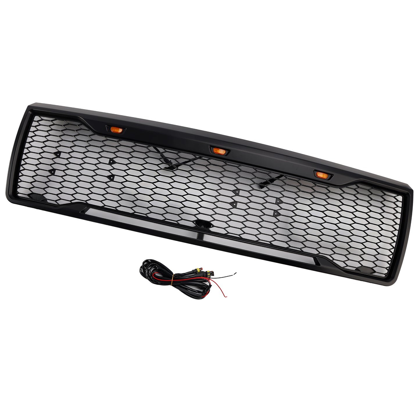 1992-1996 Ford F150 W/ Led Matte Black Front Honeycomb Bumper Grille Grill