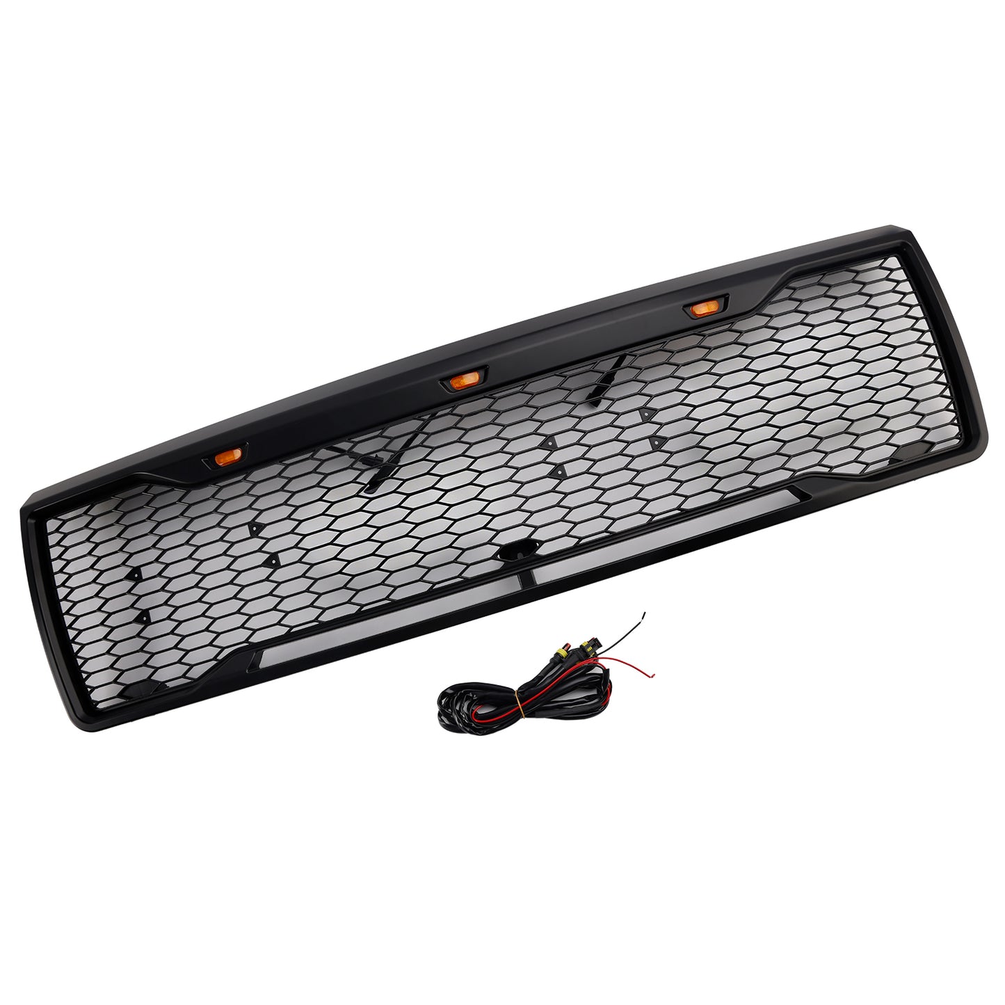 1992-1996 Ford F150 W/ Led Matte Black Front Honeycomb Bumper Grille Grill