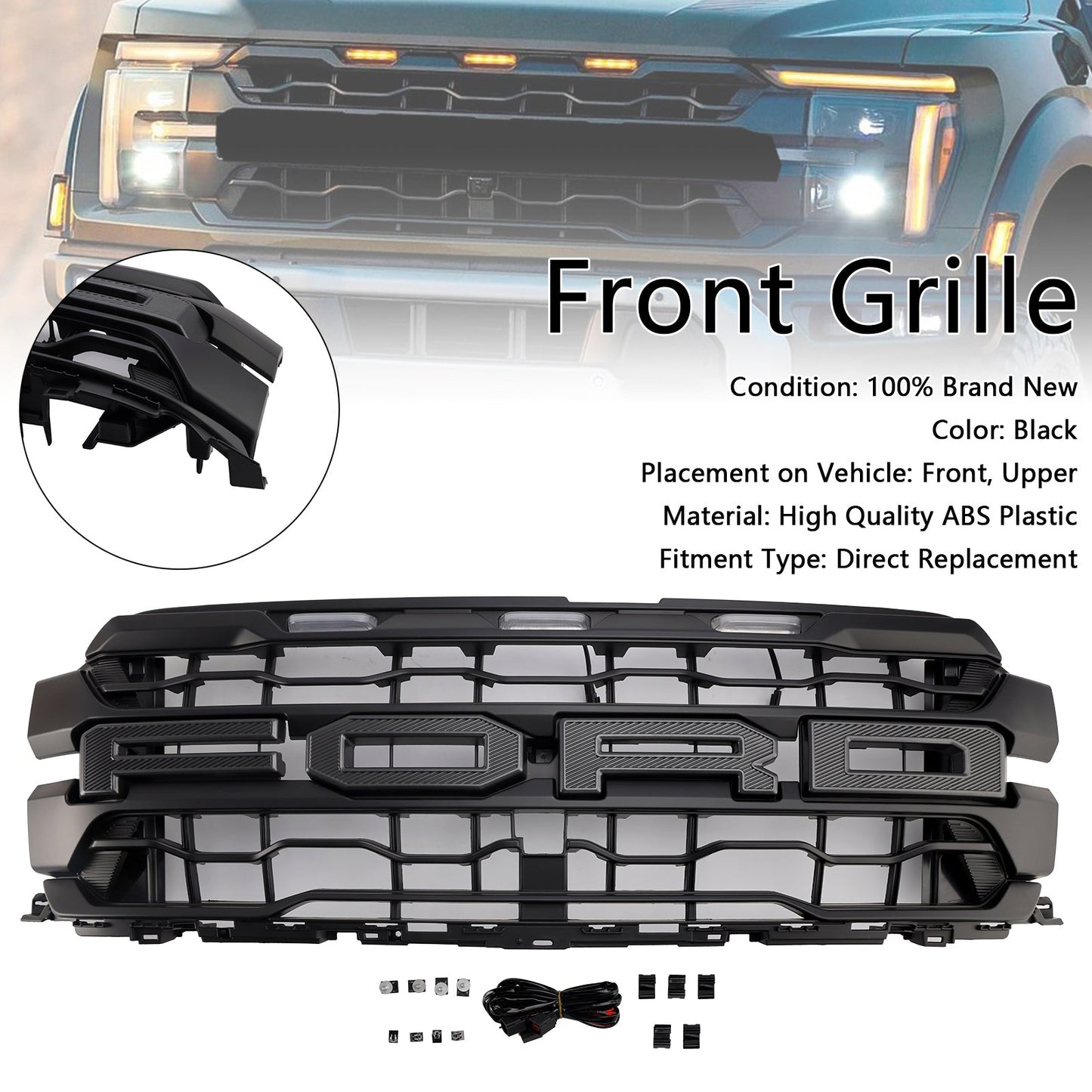 2024+ Ford F150 RAPTOR Black Front Bumper Grille Grill