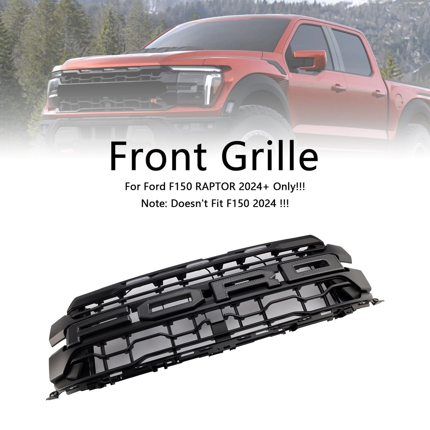 2024+ Ford F150 RAPTOR Black Front Bumper Grille Grill