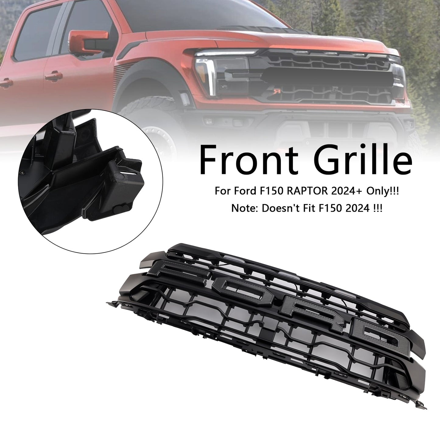 2024+ Ford F150 RAPTOR Black Front Bumper Grille Grill