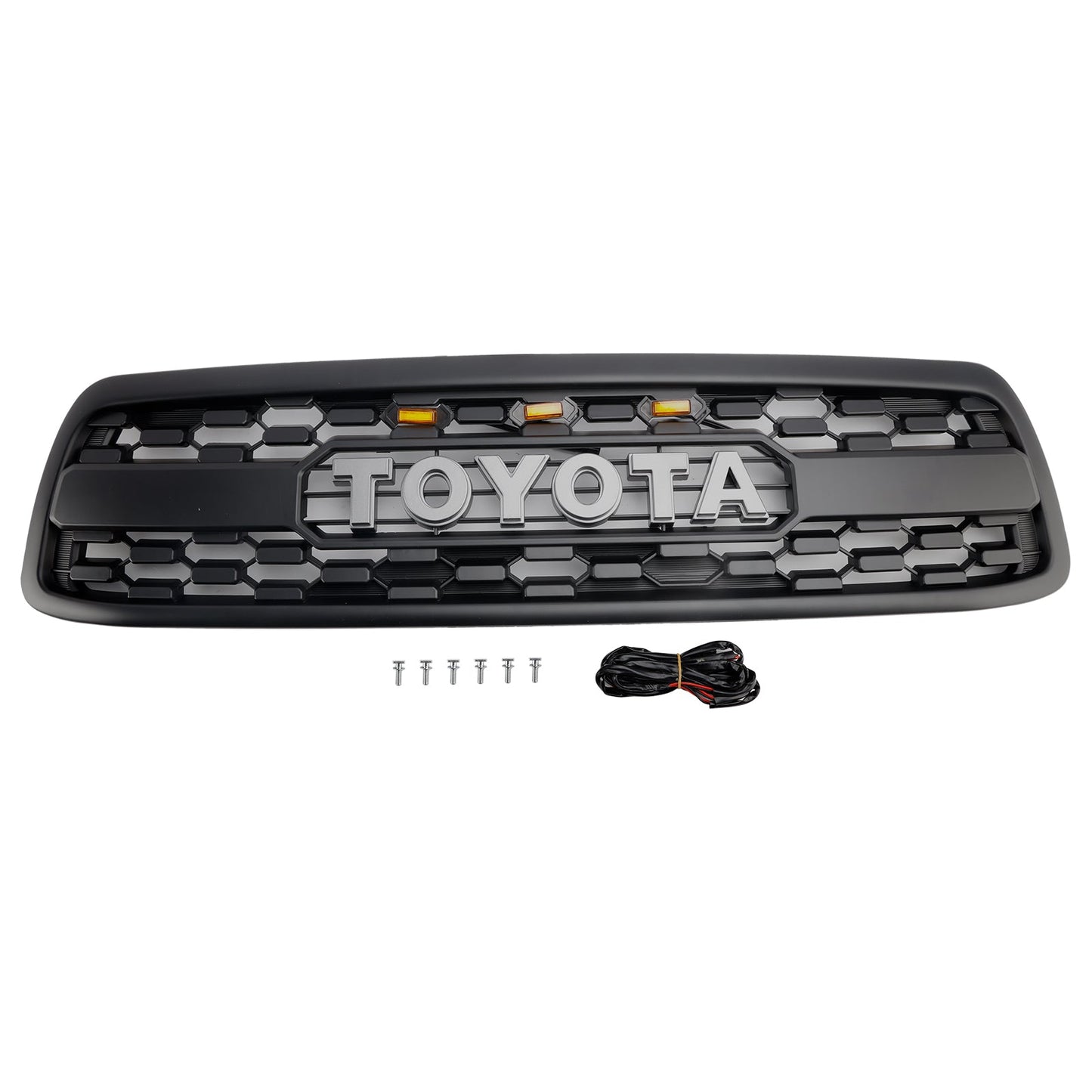 Matte Black Front Bumper Grill Grille Fit Toyota Tundra 2000-2002 W/LED