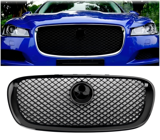 2008 2009 2010 2011 Jaguar XF Pre-Facelift XF-R Style Front Bumper Grill Grille Gloss Black