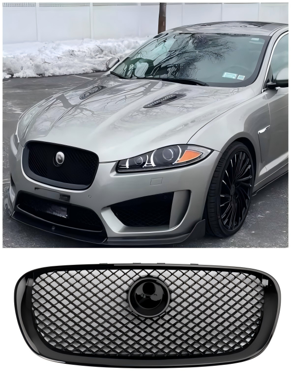 2008 2009 2010 2011 Jaguar XF Pre-Facelift XF-R Style Front Bumper Grill Grille Gloss Black