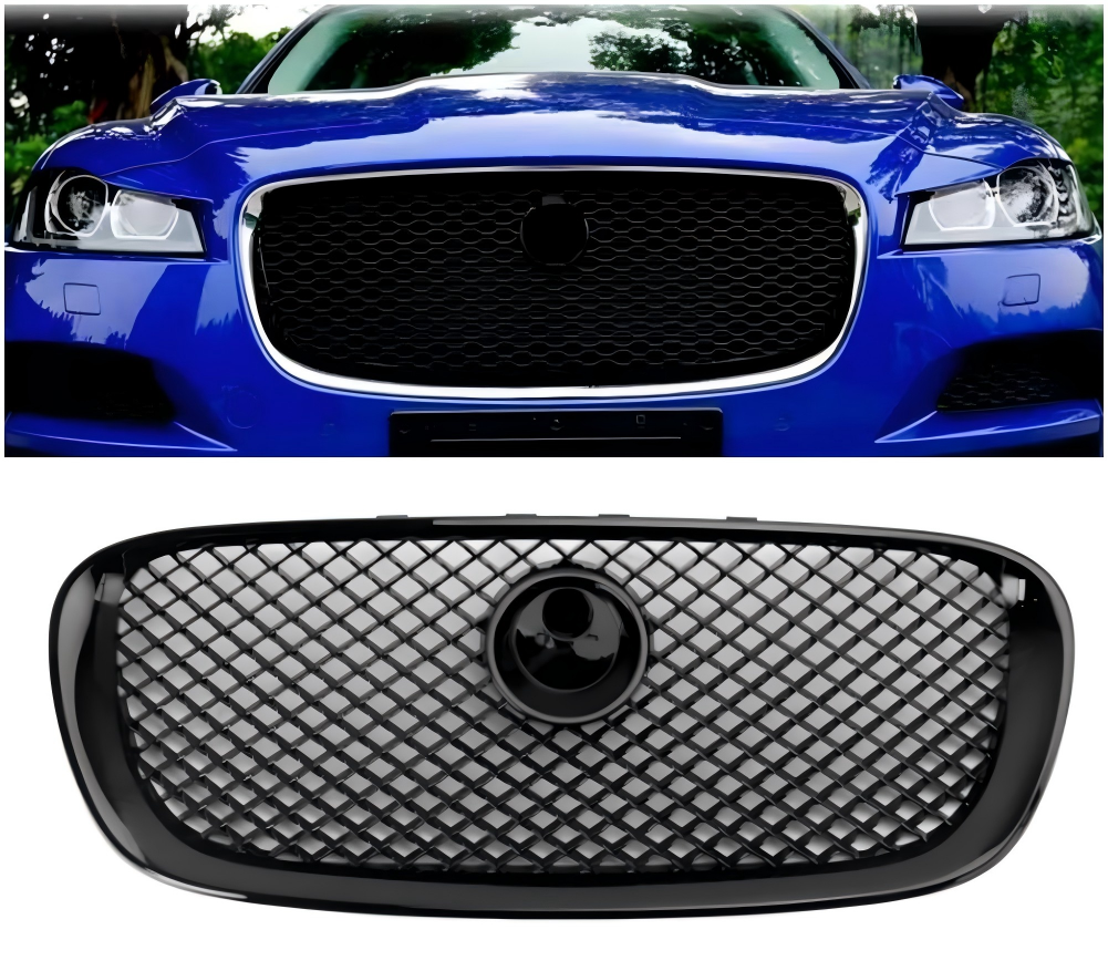 2008-2011 Jaguar XF XF-R Style Front Bumper Grill Grille Gloss Black