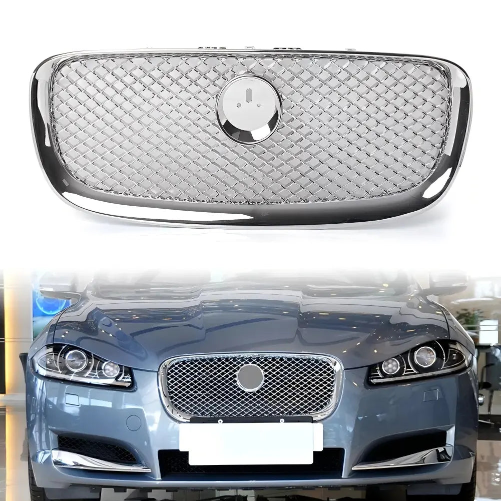 2012-2015 Jaguar XF XF-R Style Front Bumper Grill Grille Chrome