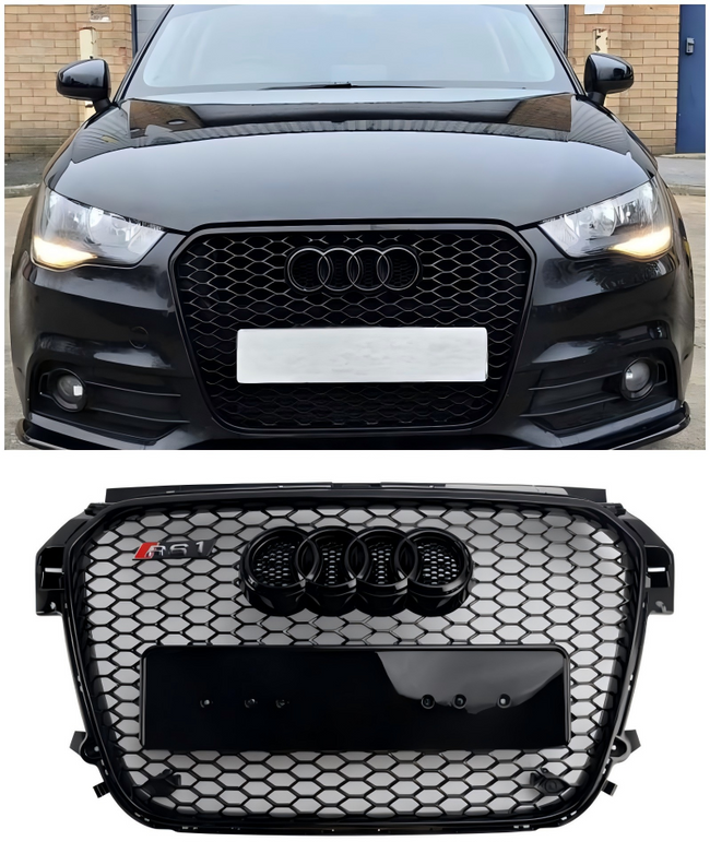 2010 2011 2012 2013 2014 Audi A1 S1 Pre-Facelift Gloss Black Front Honeycomb Bumper Grill Grille