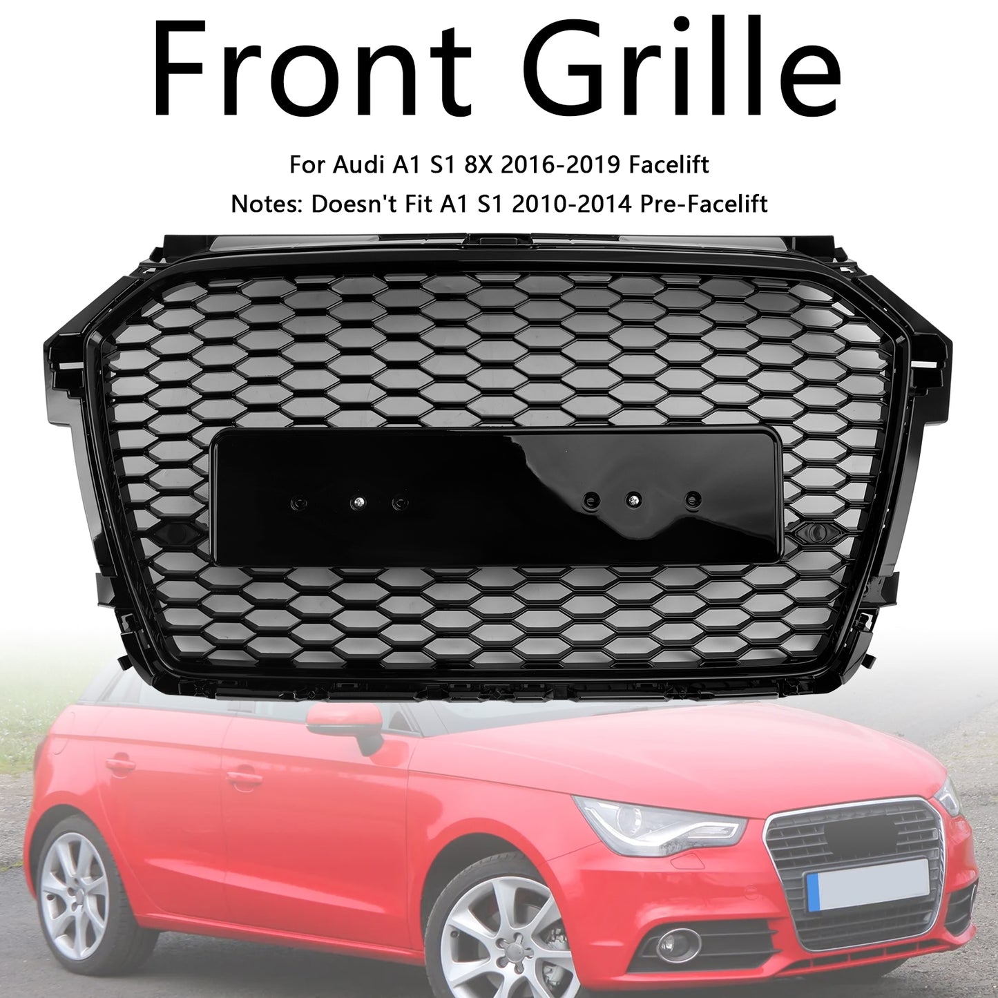 2016-2019 Audi A1 S1 8X Facelift RS Style Honeycomb Bumper Grille Black