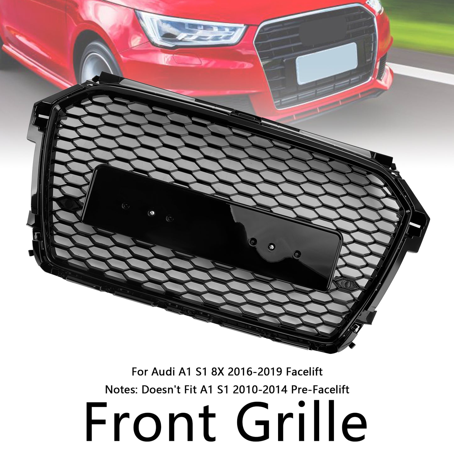 2016-2019 Audi A1 S1 8X Facelift RS Style Honeycomb Bumper Grille Black