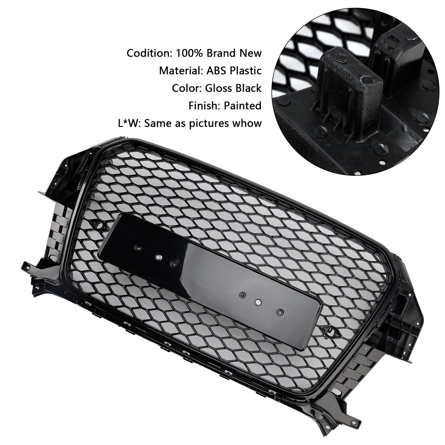 2011-2015 Audi Q3 S-Line RSQ3 Style Gloss Black Front Honeycomb Mesh Grille
