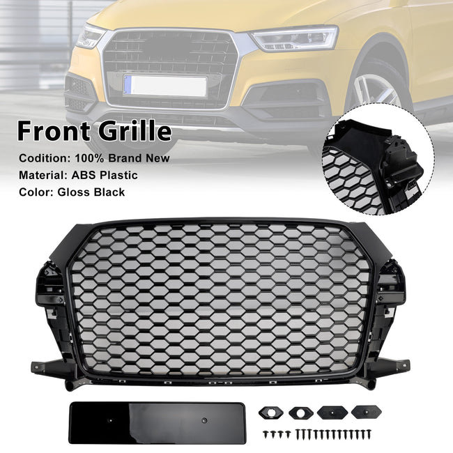 2016-2018 Audi Q3 Front Honeycomb Grill Grille Gloss Black 8U0853653M