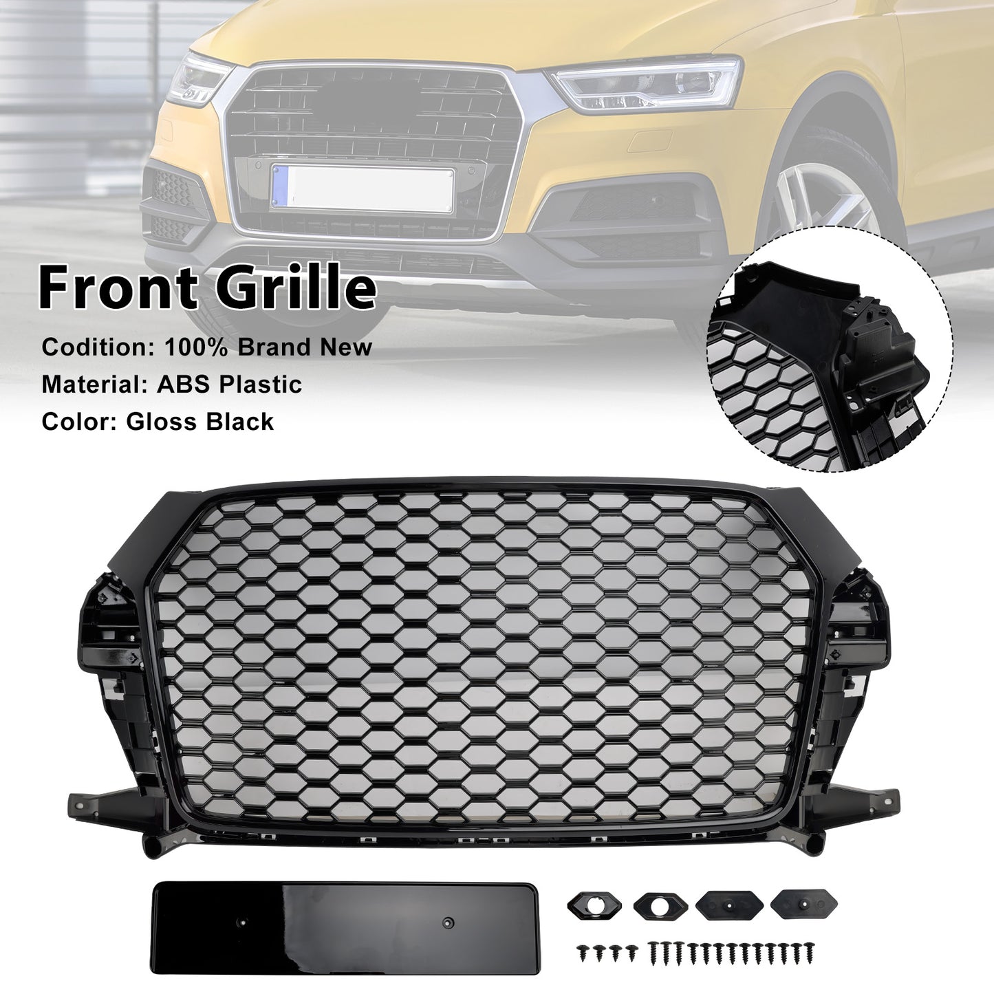 2016-2018 Audi Q3 8U Facelift Front Bumper Grill Grille 8U0853653M