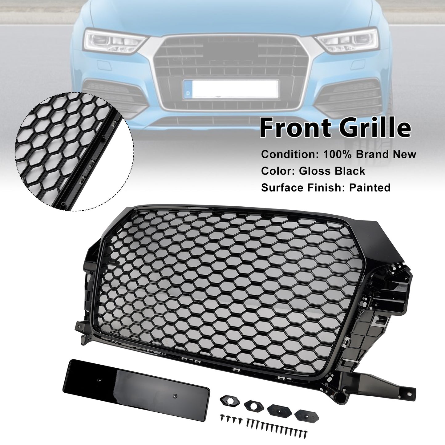 2016-2018 Audi Q3 8U Facelift Front Bumper Grill Grille 8U0853653M
