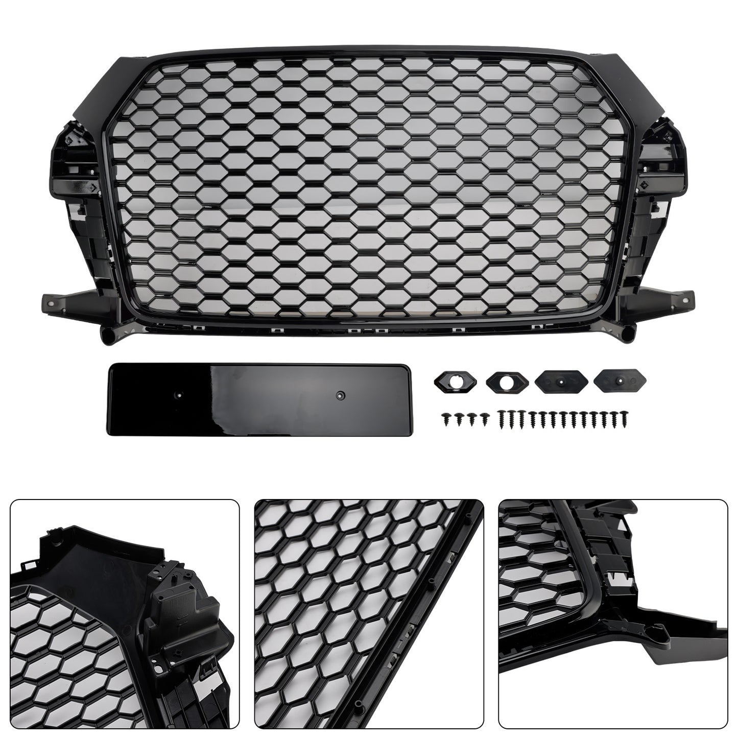 2016-2018 Audi Q3 Front Honeycomb Grill Grille Gloss Black 8U0853653M