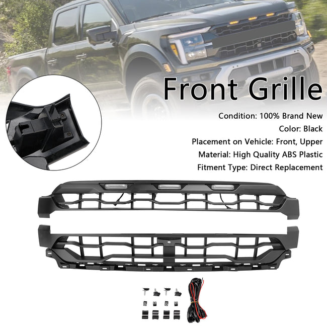 2024+ Ford F150 With LED Black Front Bumper Grille Grill