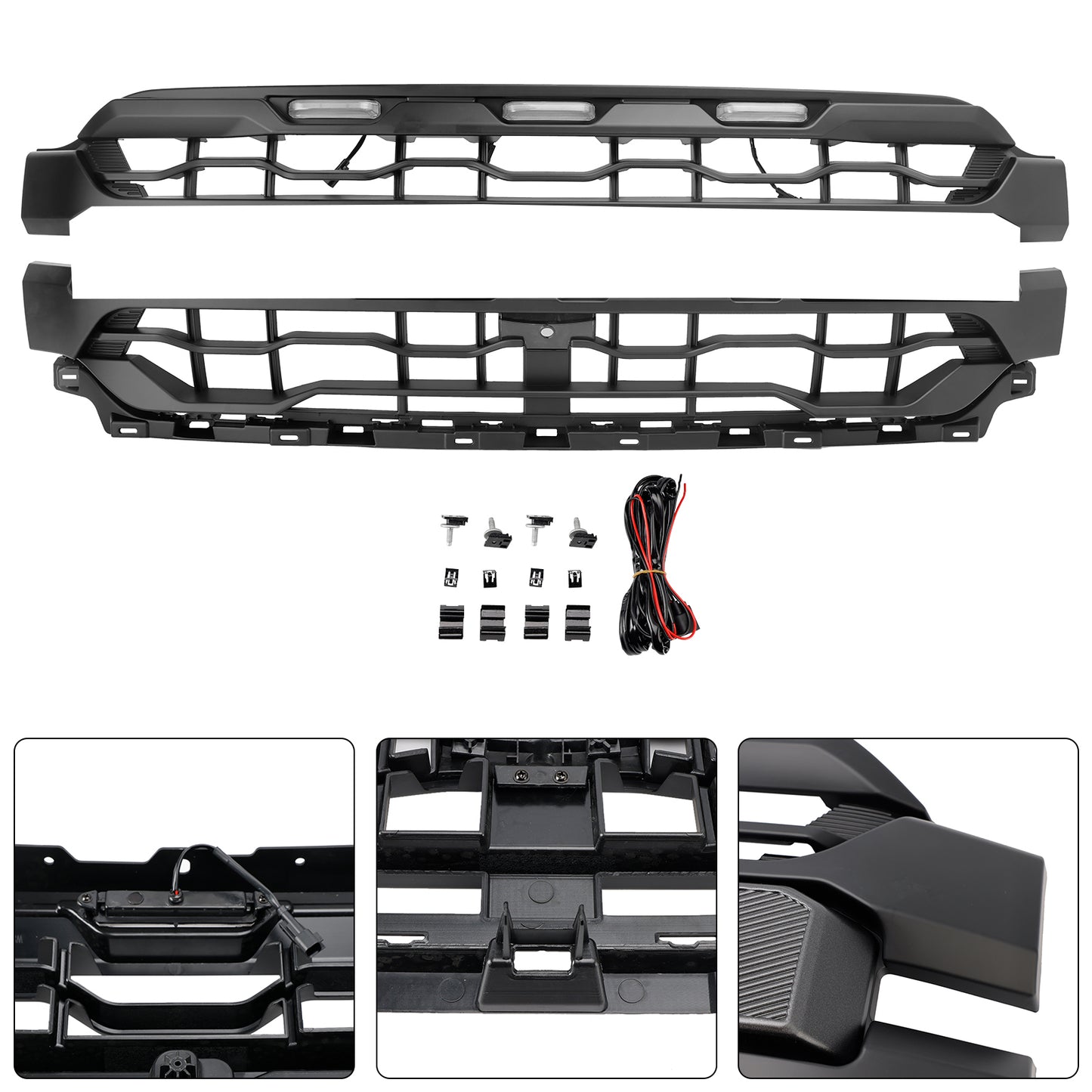 2024+ Ford F150 With LED Black Front Bumper Grille Grill