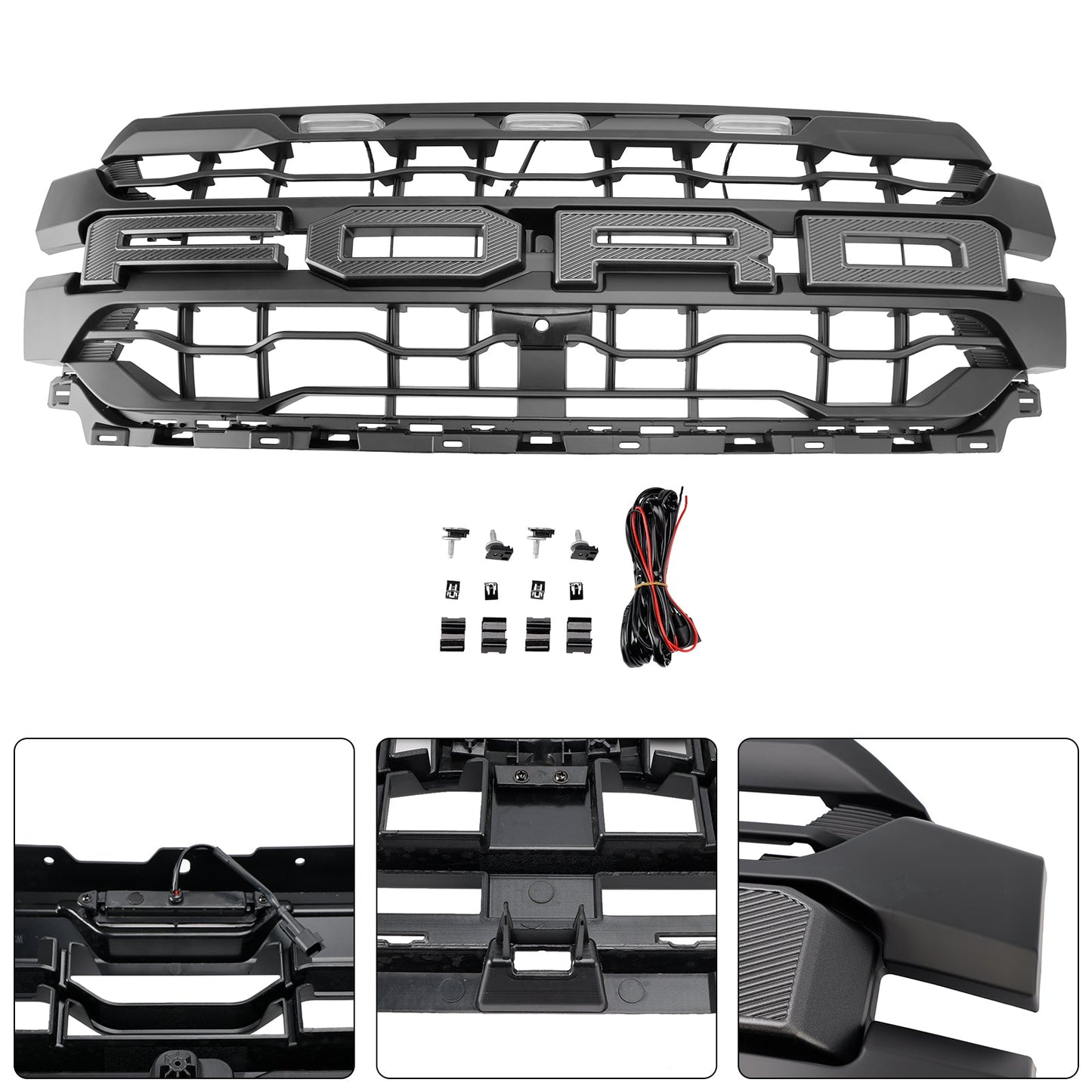 2024+ Ford F150 With LED Black Front Bumper Grille Grill