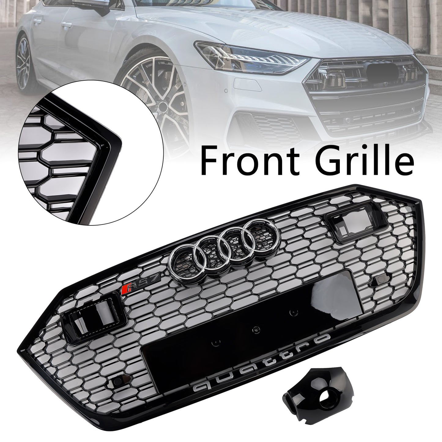 Front Bumper Grille Grill Fit Audi A7 C8 S7 2019-2024 W/ACC Black