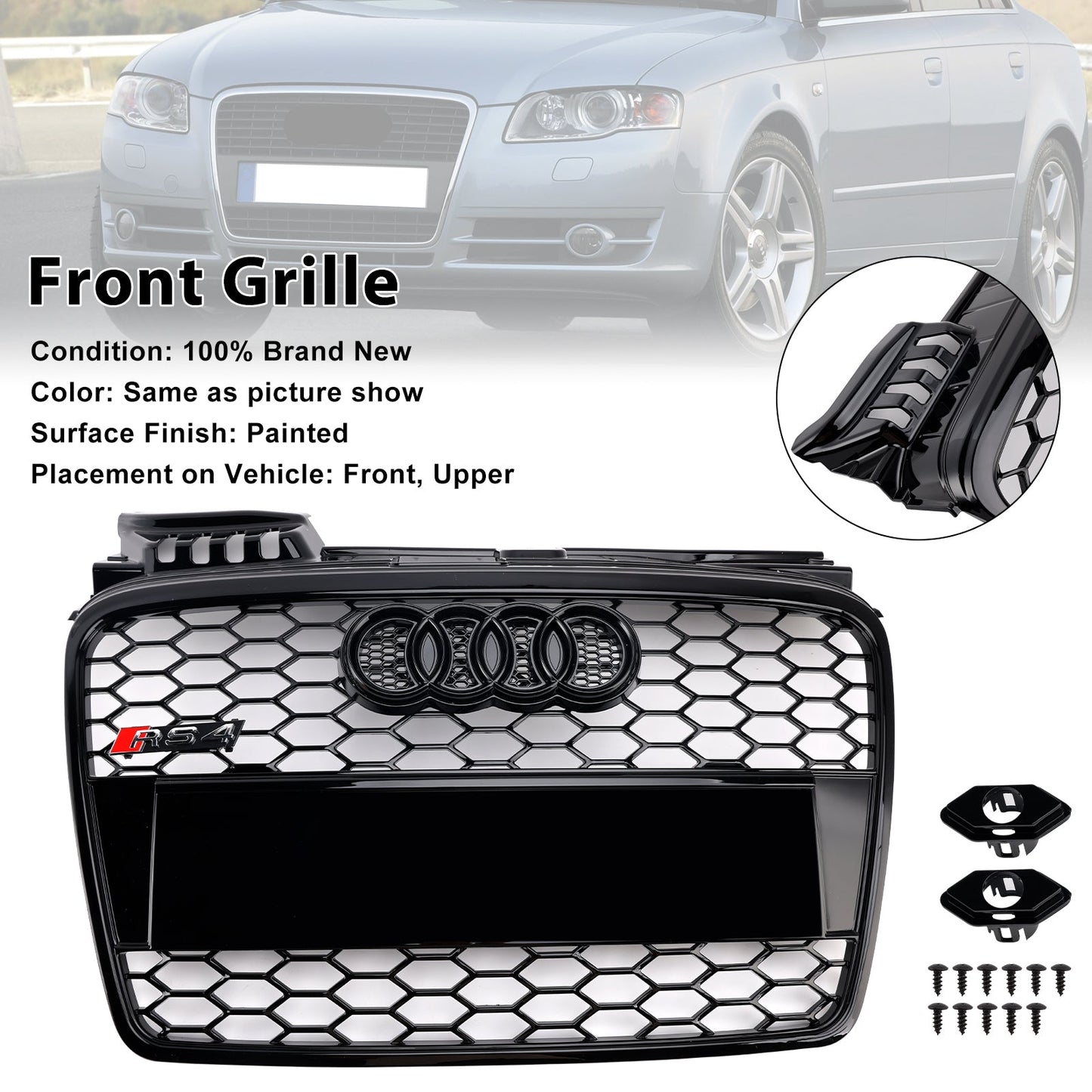 2005-2008 Audi A4 B7 RS4 Style Honeycomb Sport Mesh Hex Grille Grill