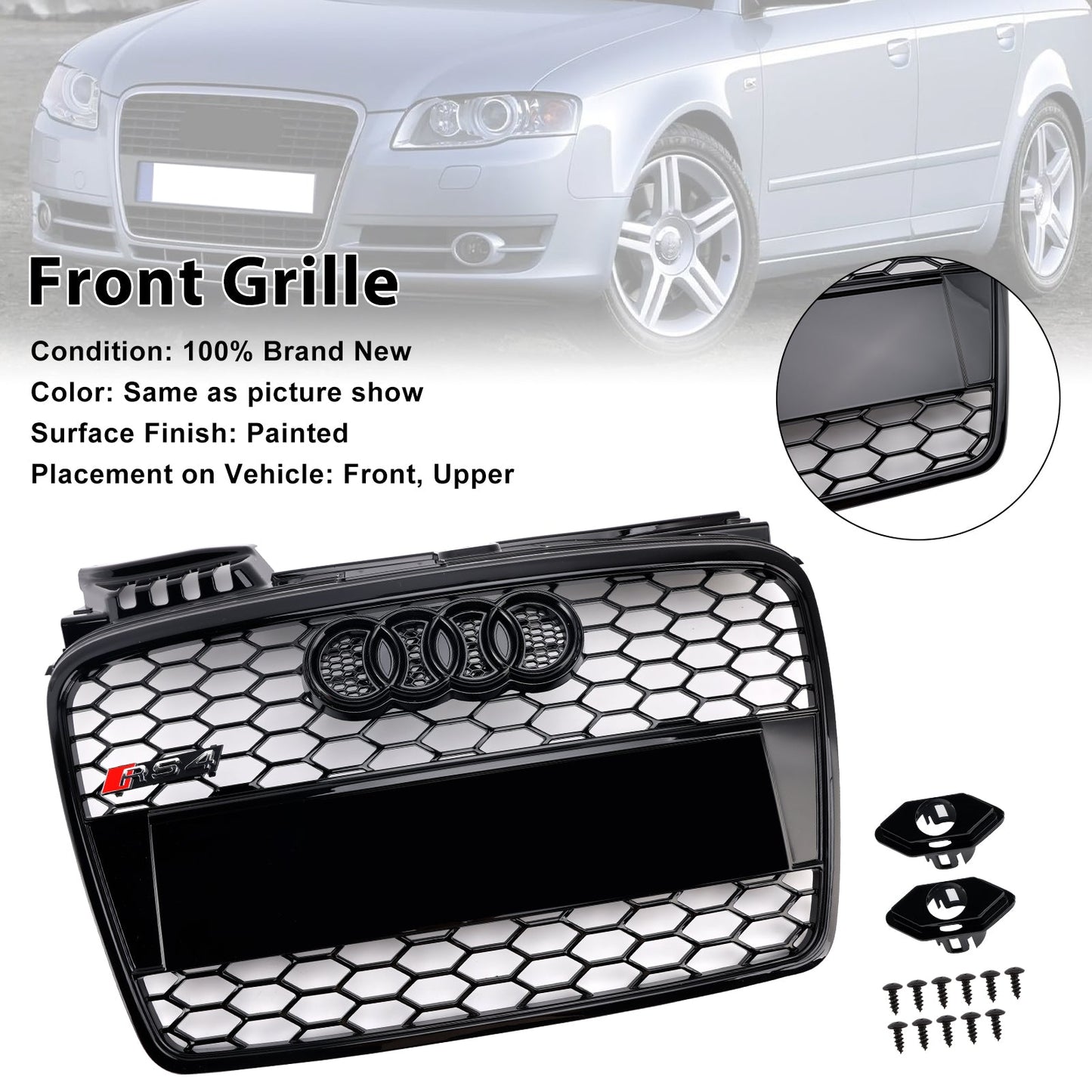 2005-2008 Audi A4 B7 RS4 Style Honeycomb Sport Mesh Hex Grille Grill