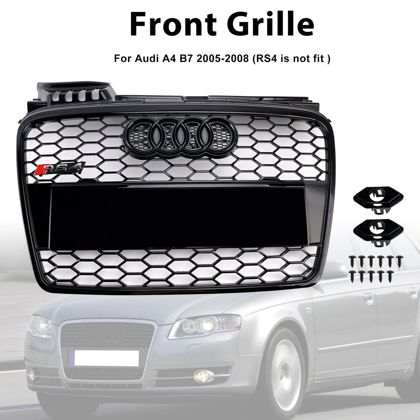 2005-2008 Audi A4 B7 RS4 Style Honeycomb Sport Mesh Hex Grille Grill