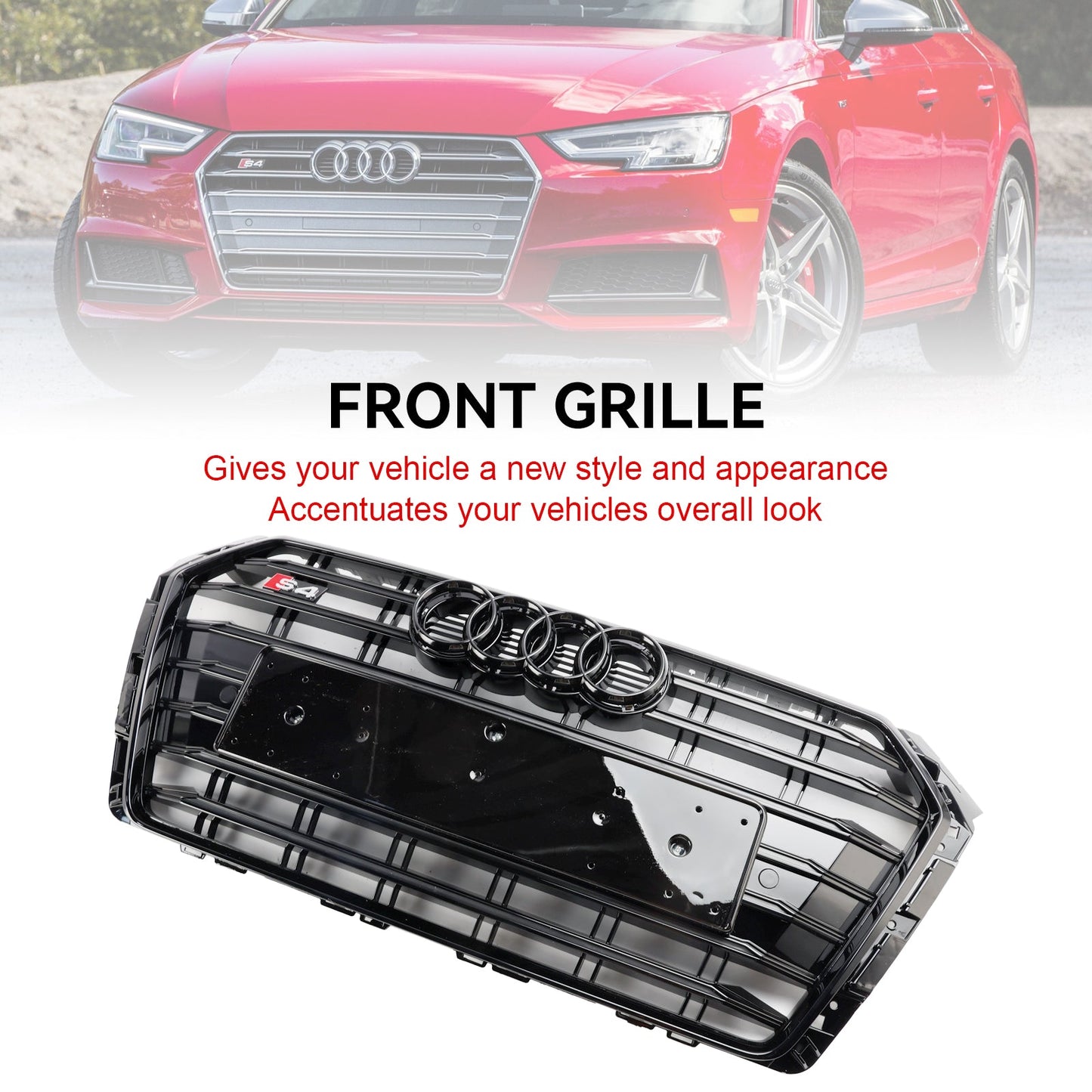 2017-2018 Audi A4/S4 B9 S4 Style Bumper Mesh Hex Grille Grill Black