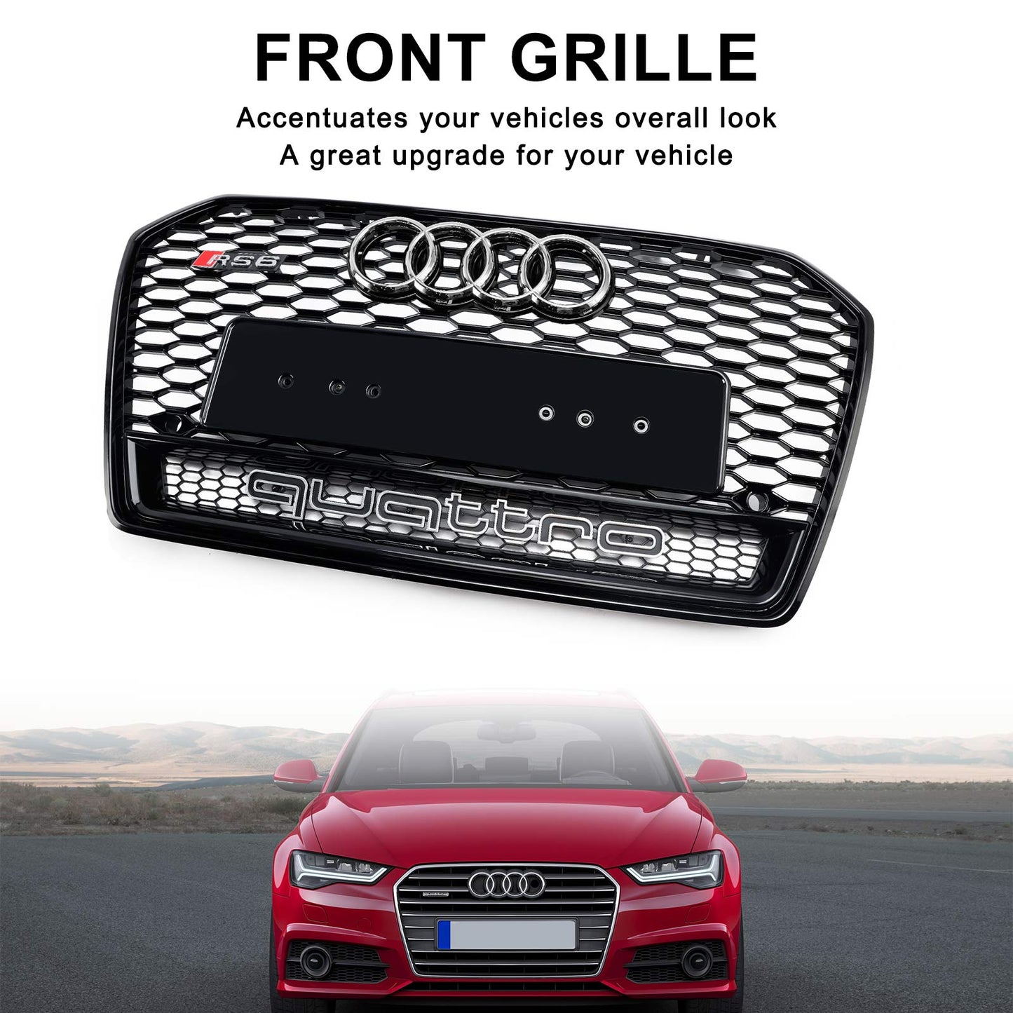 2016-2018 Audi A6 S6 C7 C7PA RS6 Style Honeycomb Mesh Front Grill Grille Black