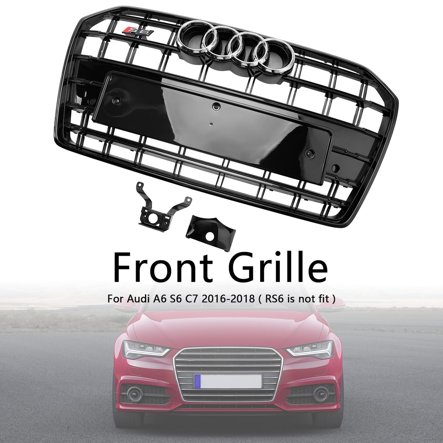 2016-2018 Audi A6 S6 C7 S6 Style Front Bumper Grille Grill Black