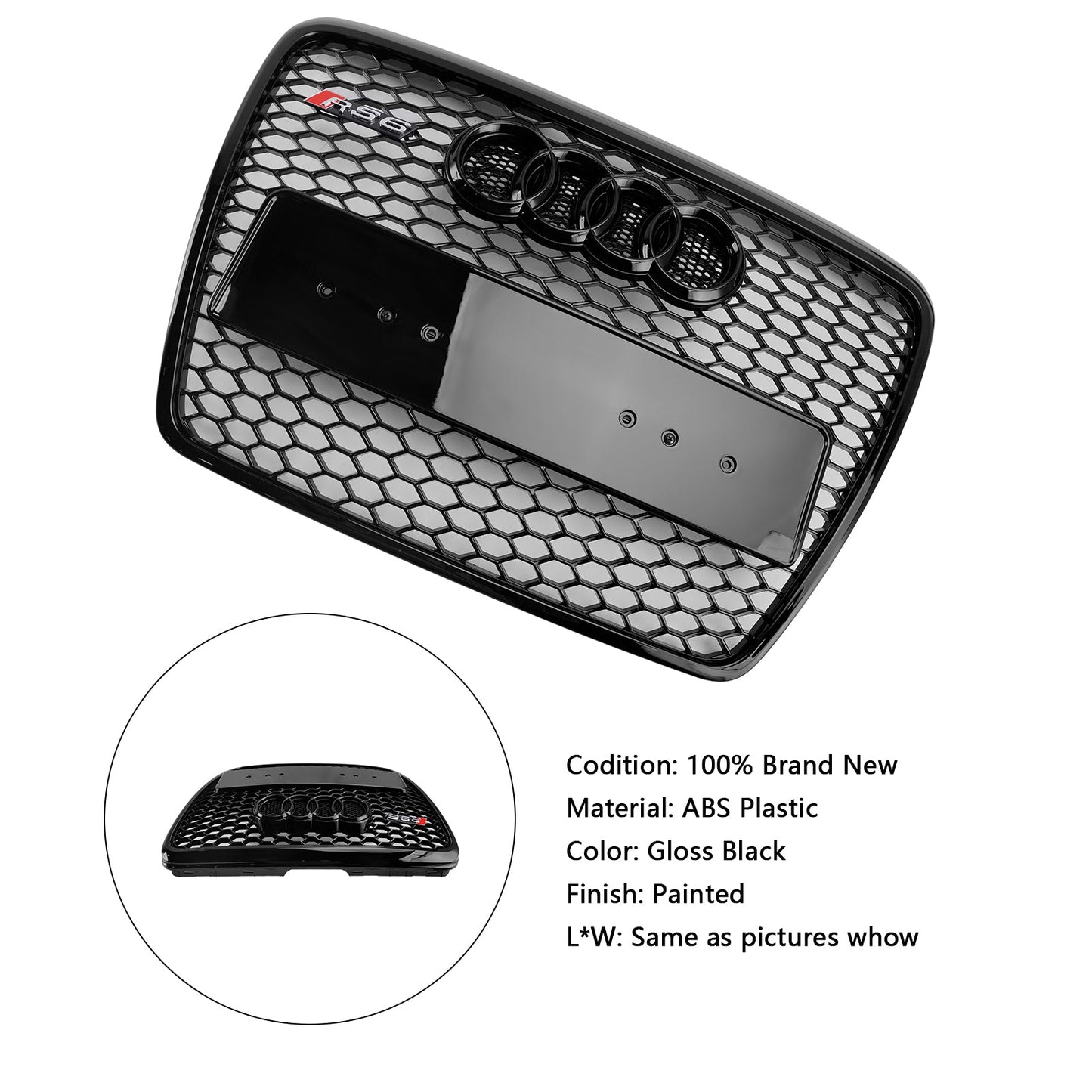 2008-2011 Audi A6 C6 Facelift Black Front Honeycomb Bumper Grill Grille