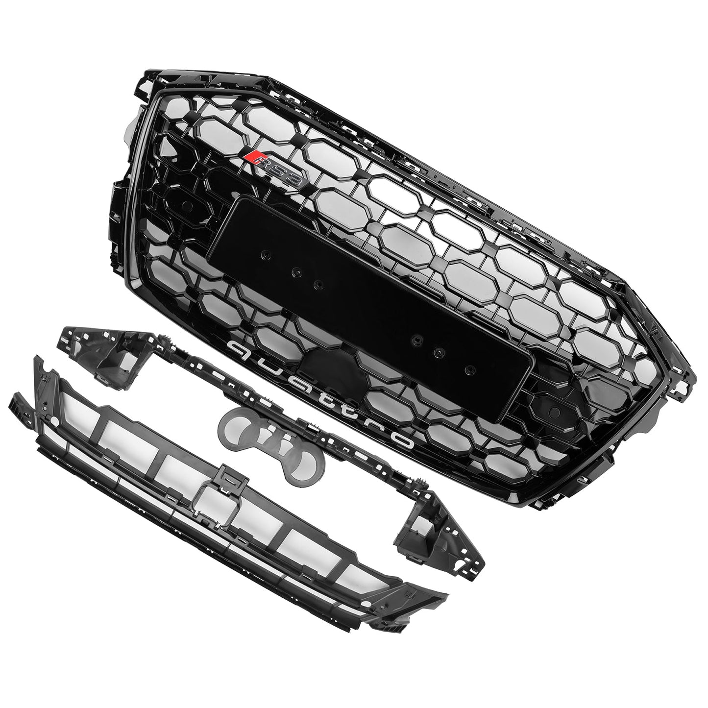 RS3 Style Honeycomb Front Grille Grill Fit Audi A3 S3 2020-2024 Gloss Black