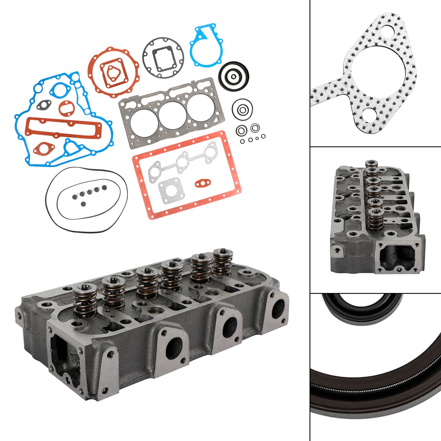 Complete Cylinder Head With Valve Spring & Gasket Kit Fit For Kubota D1105 RTV1100